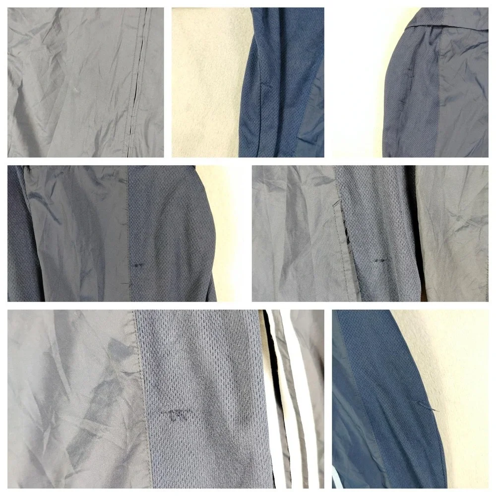 Vintage Adidas Track Jacket Mens M/L Blue 3 Stripe Button Off Sleeve Trefoil